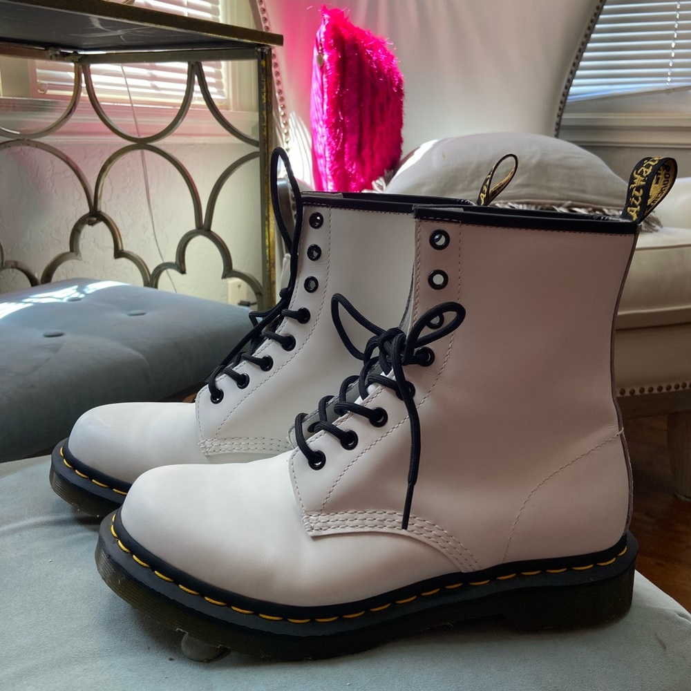 Doc Marten White Smooth Leather Boots